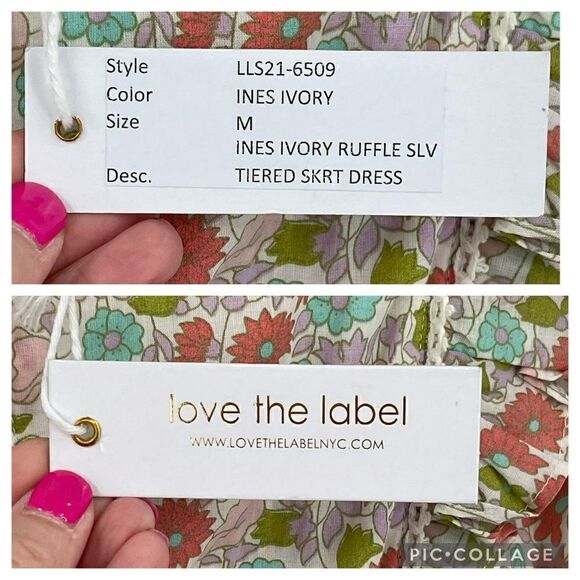 Love The Label Ines Ivory Tiered Ruffle Skirt Mini Dress Floral Ivory Medium NWT - Picture 11 of 11